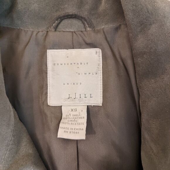 J. Jill sage green suede button down short jacket sz xs euc - Picture 3 of 5